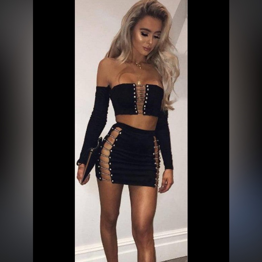 Oh Polly No Pain No Chain Black Skirt Set US4 Small - Picture 6 of 6